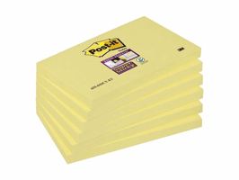 Post-it® Super Sticky Notes Blok 76 x 127 mm, Kanariegeel, 6 stuks, 90 vellen (pak 6 x 90 vel)