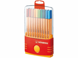Fineliner STABILO point 88/20 ColorParade rollerset antraciet/oranje fijn assorti etui à 20 stuks