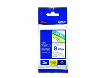 Tape P-Touch TZ-223 9mm blauw op wit artikel afbeelding