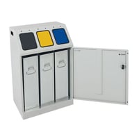 Afvalbak voor kringloopmateriaal, staal inhoud 3x30 l, b x h x d = 580x920x380 mm TRIPLEX, 3 binnenbakken