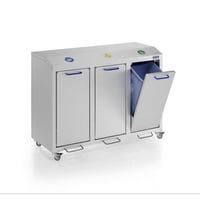 Aluminium afvalbak voor kringloopmateriaal G®-COLLECT inhoud 3x45 l zilverkleurig