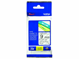 Labeltape Brother P-touch TZe-121 standaard 9mm zwart op transparant