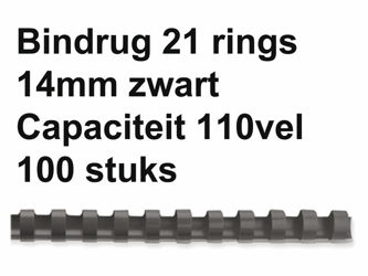 BINDRUG GBC 14MM 21RINGS A4 ZWART artikel afbeelding