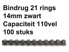 Bindrug GBC 14mm 21rings A4 zwart 100 stuks