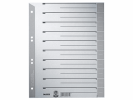 Scheidingsbladen Leitz A4 karton 230gr 6-gaats grijs 100 stuks