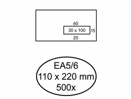 Envelop Quantore 110x220mm venster 3x10cm rechts 500stuks