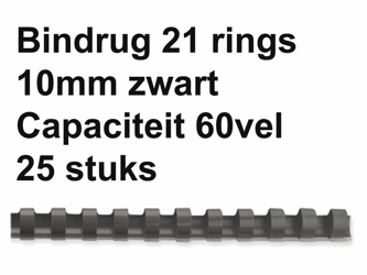 BINDRUG FELLOWES 10MM 21RINGS A4 ZWART  artikel afbeelding