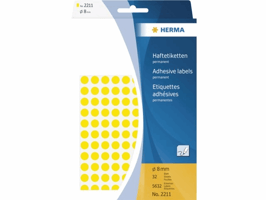 Etiket HERMA 2211 rond 8mm geel 5632stuks