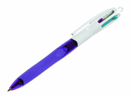 BiC Balpen 4-kleuren Fashion Grip, medium (doos 12 stuks)
