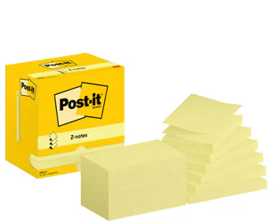 Notitieblok Z-note 127x76mm geel/pak 12