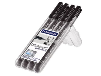 STAEDTLER Lumocolor Permanente Markers, Assorti Punten, Zwart (pak 4 stuks)
