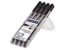 STAEDTLER Lumocolor Permanente Markers, Assorti Punten, Zwart (pak 4 stuks)