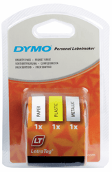 Dymo Letratag labeltape 91240 plastic 12mm x 4 m 3-PACK assorti artikel afbeelding