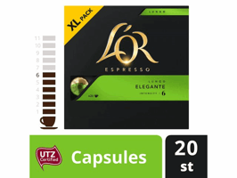 L'OR Espresso Lungo Elegante, UTZ Koffiecapsules (pak 20 stuks)