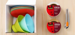 Verpakkingstape dispenser Scotch met 2 rollen Heavy 50mmx66m bruin