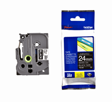 Brother TZe tape voor P-Touch 24 mm, wit op zwart