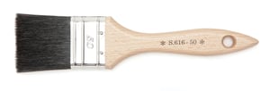 Platte kwast, S. 603 zwart synthetisch haar, houten beverstaart steel, dubbeldik
