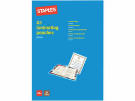 Staples Lamineerhoes A3, 303 x 426 mm, 2 x 125 micron, glanzend (pak 100 stuks)