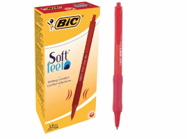 Balpen Bic soft feel grip clic medium rood