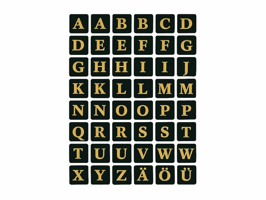 Etiket HERMA 4130 13x13Mm letters A-Z zwart op goud