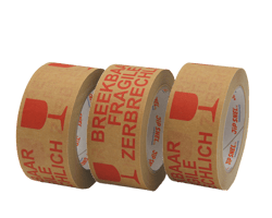 Papieren Tape ECO 50mm breed x 50mtr. Breekbaar Fragile Zerbrechlich Glas