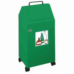 Afvalbak voor kringloopmateriaal inhoud 45 l, b x h x d = 320x710x310 mm, verrijdbaar plaatstaal, groen RAL 6024