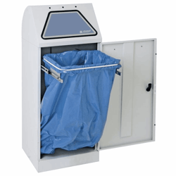 Systeemafvalbak voor kringloopmateriaal MODUL VARIO inhoud 75 l met afvalzakhouder, grijs aluminium / structuur