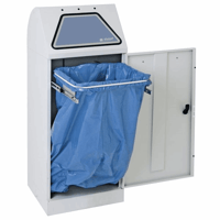 Systeemafvalbak voor kringloopmateriaal MODUL VARIO inhoud 75 l met afvalzakhouder, grijs aluminium / structuur