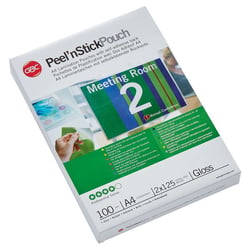 Lamineerfolie Peel'nStick™ glanzend 125 µm, VE = 100 stuks voor A4, zelfklevend