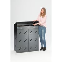 Verzamelstation voor recyclebare materialen 3-voudige inworp, inhoud 300 l antiekzilver