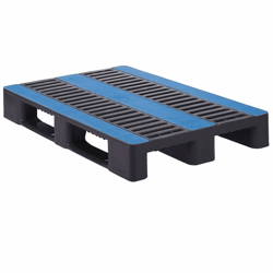 Pallet voor zware lasten, antislipcoating met 3 sleeplatten en verstevigingsprofielen breedte 800 mm