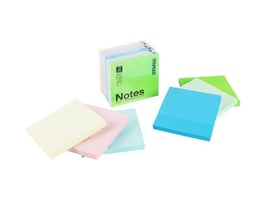 Staples Super Sticky Zelfklevend Notitieblok, 76 x 76 mm, Assortiment (pak 6 x 90 vel)