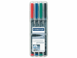 Viltstift Staedtler Lumocolor 313 permanent S set à 4 stuks assorti