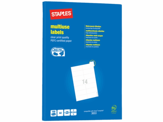 Staples Universele etiketten 105 x 42,3 mm (pak 1400 stuks) artikel afbeelding