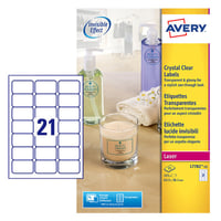 Etiket Avery L7782-25 63.5x38.1mm transparant 525stuks